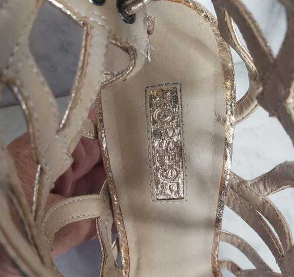 Topshop rose gold metallic strappy sexy caged heels sz 7.5 - Picture 8 of 11